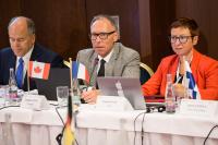 Douglas Luciani, President of IIW (centre), welcomed the representatives of the IIW member organisations from 55 countries to the General Assembly of the International Institute of Welding (IIW) in Bratislava/Slovakia. To the right of him, the CEO of IIW until now, Dr. Cecile Mayer / Picture: Josef Rabara