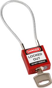 compact cable safety padlock red with key