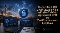 Deutschland 2025: ISO 27001:2022-Übergangsfrist abgelaufen, NIS2-Gesetz in Kraft – Validato Regulations digitalisiert das ISMS-Management und die Zertifizierungsvorbereitung.Ab 31. Oktober 2025 sind ISO-27001:2013-Zertifikate ungültig. NIS2 macht ISO 27001 für 29.500 Unternehmen in Deutschland zur Pflicht. DORA, DSGVO und TISAX verstärken den Druck. Validato liefert die cloudbasierte ISMS-Plattform.