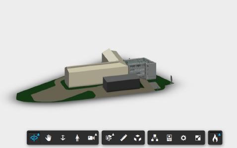 Visualisierung eines Gebäudeabschnitts der N+P-Geschäftsstelle in Meerane als digitaler Zwilling auf Basis der Plattform Autodesk® Forge
