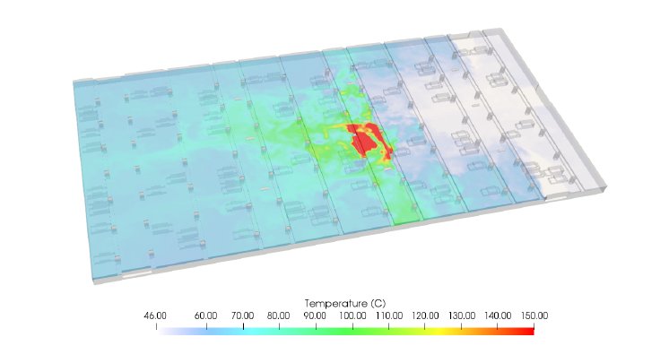 Temperature distribution in a fire scenario modeling with SimScale and Paraview.png