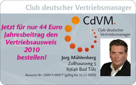 der vertriebsausweis fr das jahr 2010 kann beim cdvm ab sofort bestellt werden - Verkaufsgesprach Beispiel der vertriebsausweis fr das jahr 2010 kann beim cdvm ab sofort bestellt werden - Verkaufsgesprach Beispiel