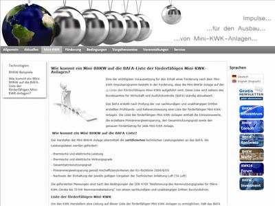 Screenshot Wie kommt eine Mini-KWK auf die BAFA-Liste der förderfähigen Mini-KWK-Anlagen? (Bild: BHKW-Infozentrum)