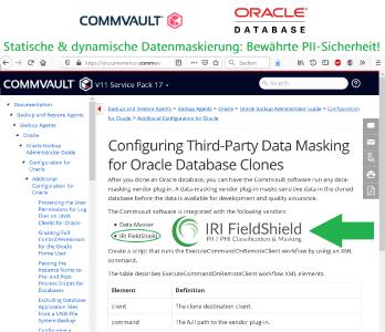 Commvault Datenmaskierung für Oracle Datenbankklone
