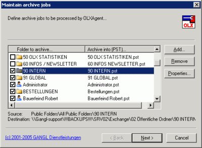 Postfach-Archivierung in Persönliche Ordner