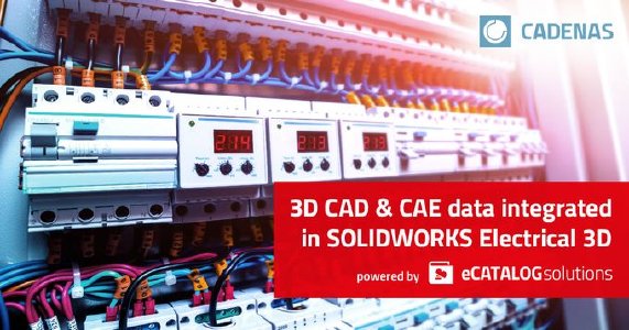 3D CAD & CAE manufacturer catalogs powered by CADENAS now available in SOLIDWORKS Electrical 3D