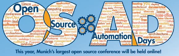 Die Open Source Automation Days finden vom 19.10. bis 21.10.2020 erstmals virtuell statt.