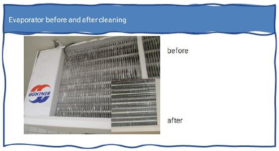 Evaporator before and after cleaning.JPG