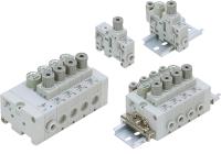 Der modulare Druckregler der Serie ARM5 ist als Einzelgerät mit 14 mm Breite der kompakteste seiner Art und lässt sich sowohl einzeln als auch über Mehrfachanschlussplatte mit bis zu 10 Stationen direkt oder über DIN-Schienenmontage installieren. Foto: SMC Deutschland GmbH