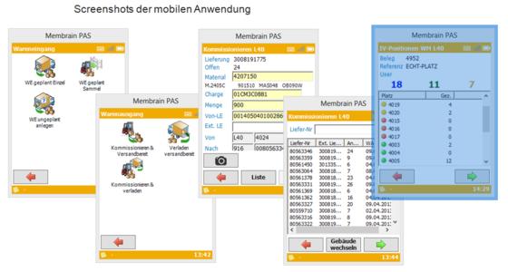 Screenshots der mobilen Anwendung