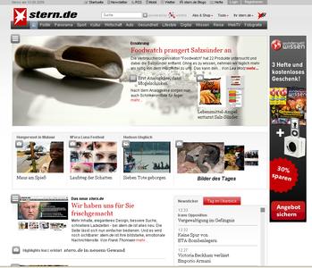 stern.de Startseite mit der WeFind Suche oben in der Mitte