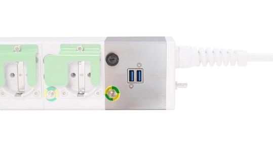 e-medic™ MEDX – medizinische Steckdosenleiste mit optionalem USB-Lademodul