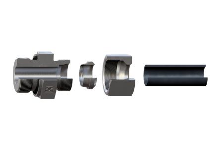 When the union nut is tightened, the two cutting edges of the cutting ring, arranged behind each other, cut into the tube creating a joint with the necessary positive locking/form locking connection and maximum tear resistance / Courtesy of Walter Stauffenberg GmbH & Co. KG