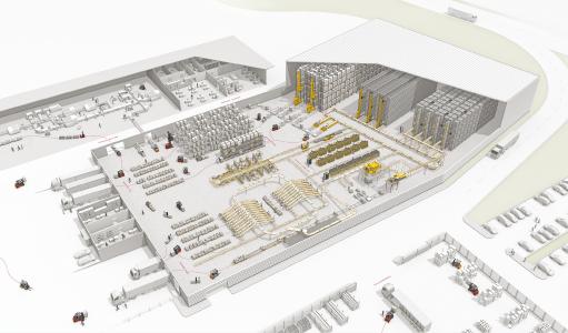 Das Warenlager der Zukunft wird nahezu komplett automatisiert sein. Die Beleuchtung kann somit heruntergedreht werden - daher der Begriff Dark Warehouse. (Foto: Dematic)