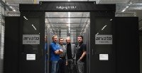 Top team at the Arvato Systems data center: Klaus Ruhmöller, Jürgen Matzat, Markus Schwarz, Robin Röseler (from left to right).