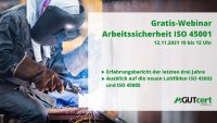 Gratis-Webinar der GUTcert zum Thema Arbeitssicherheit am 12.11.2021.