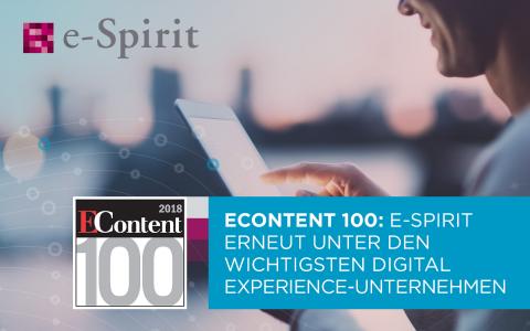 EContent 100: e-Spirit erneut unter den wichtigsten Digital Experience-Unternehmen