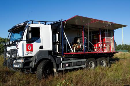 Ein Renault Kerax 6x6 ist die mobile Schulungseinheit für Techniker des UN-World Food Programm
