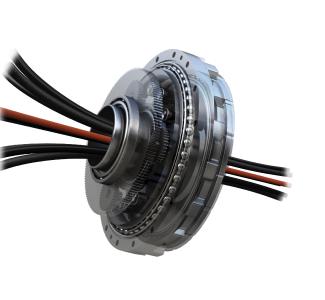 Die Hohlwelle erlaubt es, Kabel und Schläuche einfach und platzsparend durch das Innere des Zykloidgetriebes hindurchzuführen
Bild: Nabtesco Precision Europe GmbH