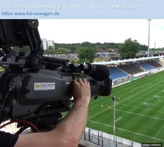 Blick hinter die Kulissen beim Aufbau für die Fernsehübertragung beim Eurobowl in Frankfurt