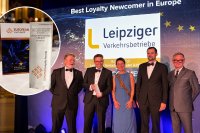 v.l.n.r. Ralph Browning (Core Loyalty), Steffen Palm (LVB), Sylvia Lier (TAF mobile), Florian Kubath (LVB), Ian Moore (MC)