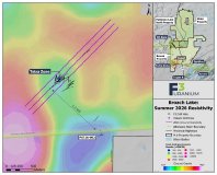 Karte 1. Broach Lake – 3D-DCIP- und Widerstandsmessung auf der Zone Tetra