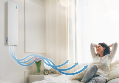 Mit dem neuen Premium Cover ist das Lüftungsgerät freeAir 100 so leise, dass es selbst in Schlafräumen allerhöchsten Ansprüchen gerecht wird
