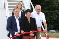 Von links: Jörg Röver (Geschäftsführung Schöller Wind GmbH), Urta Steinhäuser (Geschäftsleitung ABO Wind AG), Iris Hornberg (Bürgermeisterin Merschbach), Egon Adams (Bürgermeister Horath)