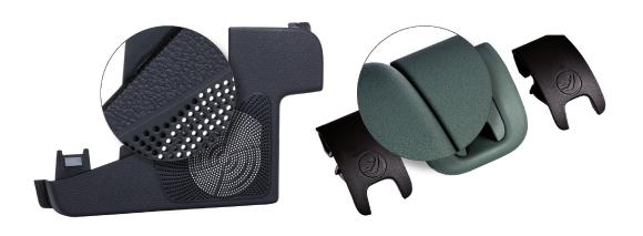 The newly developed ASA/PA compounds allow components to be produced in the injection molding process for longer periods of time than was previously the case and without the formation of deposits in the tools: They are used, for example, in loudspeaker grilles or child car seats.