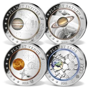 Eines von zahlreichen faszinierenden Weltraum-Angeboten des Bayerischen Münzkontors - das Sonderset „Planeten des Sonnensystems“ / Bild: Bayerisches Münzkontor