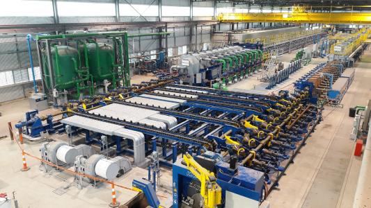 The new AQTF by SMS group at TimkenSteel has the capacity for 50,000 process-tons annually of 4-inch to 13-inch bars and tubes for the automotive, industrial and oil and gas industries