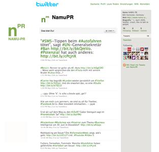 Namu-PR ab sofort auf Twitter und Facebook