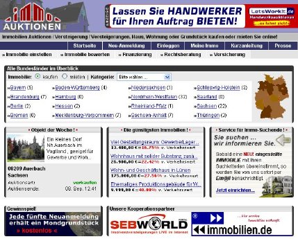 Screenshot der Auktionsplattform für Immobilien www.ImmoAuktionen.de.JPG