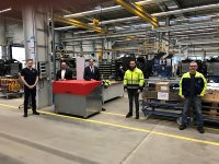 v.l.n.r.  Christian Selter (Buyer), Christof Hild (Key Account Manager), Sven M. Dreyer (Head of Purchasing), Tim Menzel (Process Planer), Markus Decker (Process Planer)
Die geltenden Corona-Regeln wurden eingehalten.
Bildquelle: ABG Allgemeine Baumaschinen-Gesellschaft mbH