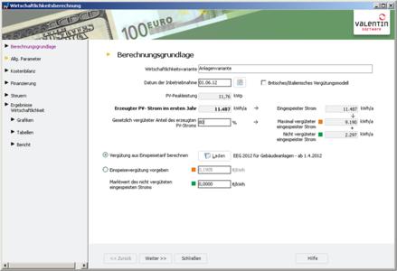 ScreenShot PVSOL 5.5 Wirtschaftlichkeitsberechnung