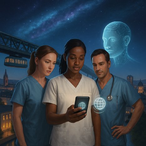 Gesundheitsfachkräfte in der kosmischen Stadt.png