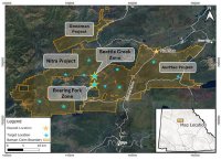 Figure 1: Location of the Seattle Creek Zone (Figure 2) in Nitra, approximately 25km west of AurMac and 2.5km north of Roaring Fork Zone.