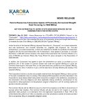 [PDF] Press release: Karora Resources Announces Upsize of Previously Announced Bought Deal Financing to C$60 Million