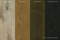 Die Reaktionsbeize OLI-AQUA Antique für Eichenholz gibt es in gelaugt, geräuchert und schwarz geräuchert.