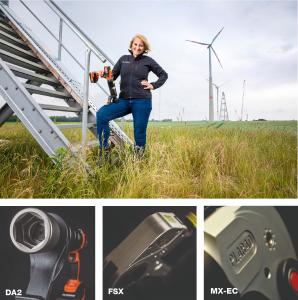 Mit unseren hydraulischen und Akku-betriebenen Drehschraubern stehen Sie allzeit fest im Wind: Unsere Managerin Market Communication Petra Hemming leiht dem Umweltwirtschaftspreis.NRW Ihr Gesicht