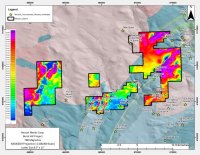 Abbildung 1: Wolframprojekt Burnt Hill – Karte mit Darstellung der Gesamt-Intensität des Magnetfeldes (TMI)
