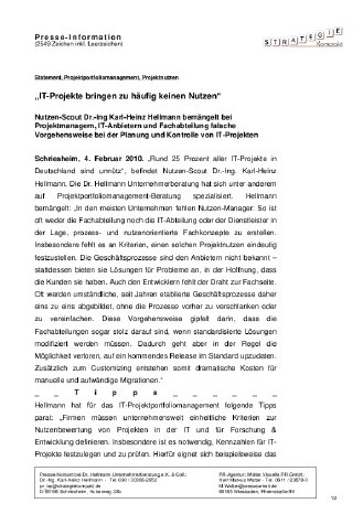 Dr. Hellmann Unternehmerberatung e.K.  Coll. - 04.02.2010 - IT-Projekte bringen zu hufig ke.pdf