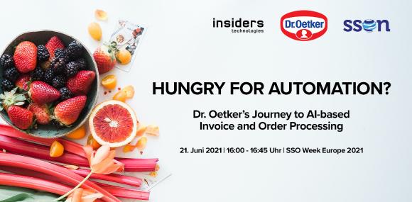 Insiders Technologies und Dr. Oetker sind mit einem Vortrag auf der SSO Week Europe 2021 vertreten.