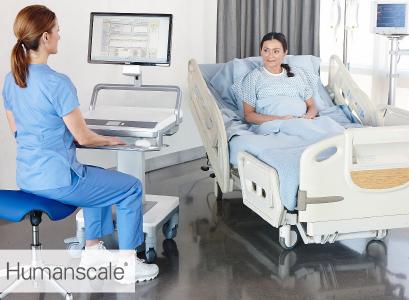 Humanscale T7 Point of Care Visitenwagen - Anwendung Klinik