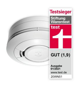Der Rauchwarnmelder Ei650 wurde in der Januar-Ausgabe der Zeitschrift „test“ bereits zum vierten Mal in Folge als Testsieger ausgezeichnet.