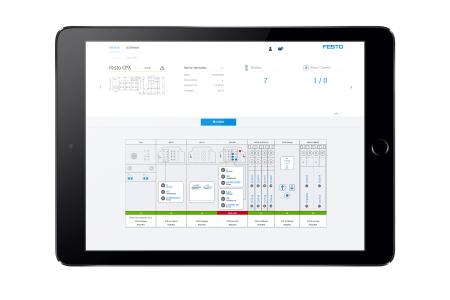 Das IoT-Gateway CPX-IOT ermöglicht vorkonfigurierte Dashboards für jedes Festo Element – mit weiterer Individualisierung. Das Dashboard ist eine Ansicht im Web-Browser mit Diagrammen und Ampelanzeigen. (Quelle: Festo AG & Co. KG)