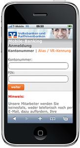 Startseite Mobile-Banking der GAD auf dem iPhone