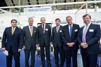 Sprachen in Brüssel über zukünftige Aufgaben der europäischen Industrie: Markus Beyrer, Director General von Businesseurope, Prinz Philippe von Belgien, Jürgen Thumann, Präsident von Businesseurope, Dr. Peter Köhler, Weidmüller Vorstandssprecher und Vorsitzender des Industrial Affairs Policy Committee von Businesseurope, Leif Johansson, Präsident v