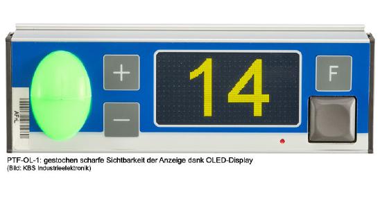 Pick-by-Light Display PTF-OL-1: gestochen scharfe Sichtbarkeit der Anzeige dank OLED-Technik