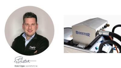 Robert Egger mit PowAir Booster für die patentierte KDL-Reinigung
Quelle Egger PowAir Cleaning